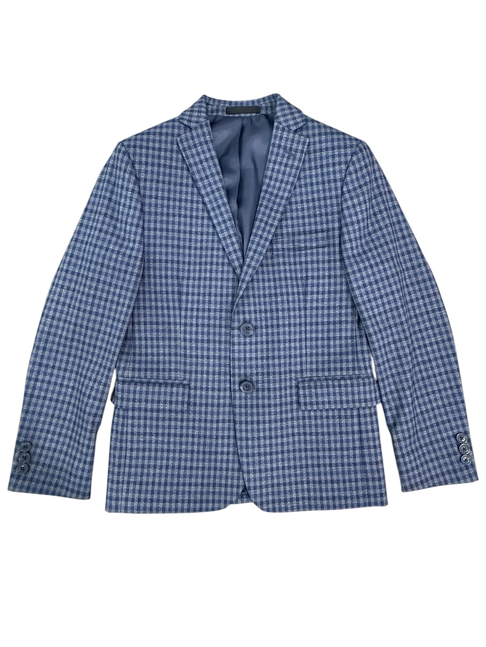 Ben Sherman Boys Gingham Plaid Navy/Navy Blazer Size 12 Reg EUC Preppy Formal